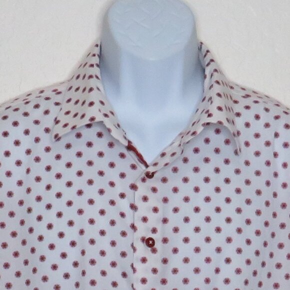 Stone Rose* Men's Short Sleeve Button Down Curved Hem BOHO Design Shirt~ XXL - Picture 4 of 11
